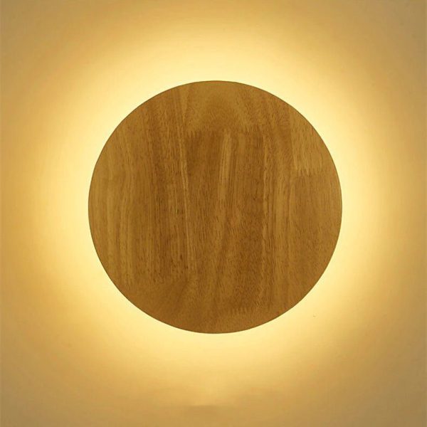 lampe de chevet murale bois circulaire