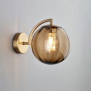 lampe de chevet murale design boule en verre fumé