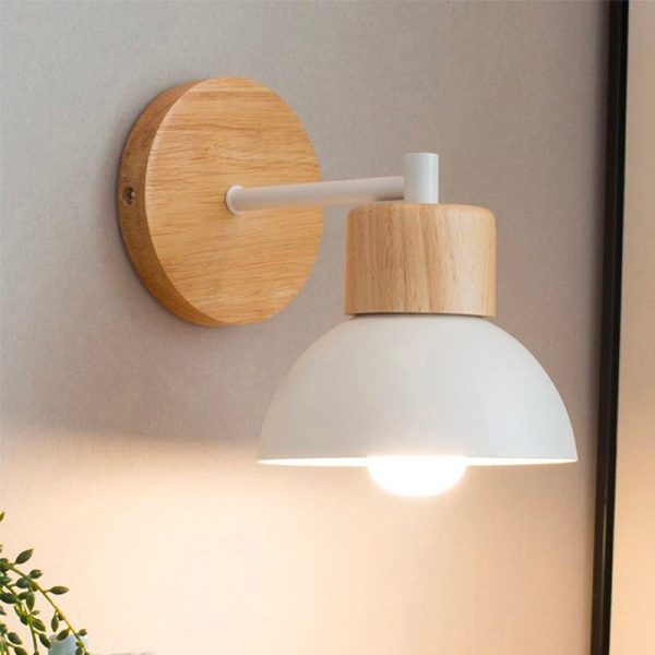 lampe de chevet murale rétro bois