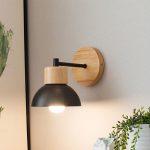 lampe murale en bois vintage