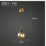 Suspension en verre ambré avec douille E14, diamètre 15 cm et hauteur réglable