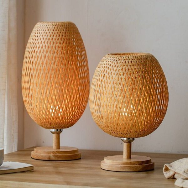 lampe de chevet bambou tissé