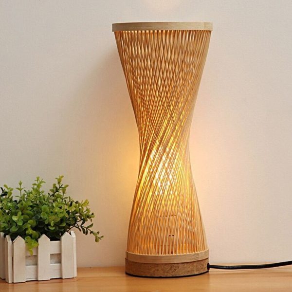 lampe de chevet bambou tricoté