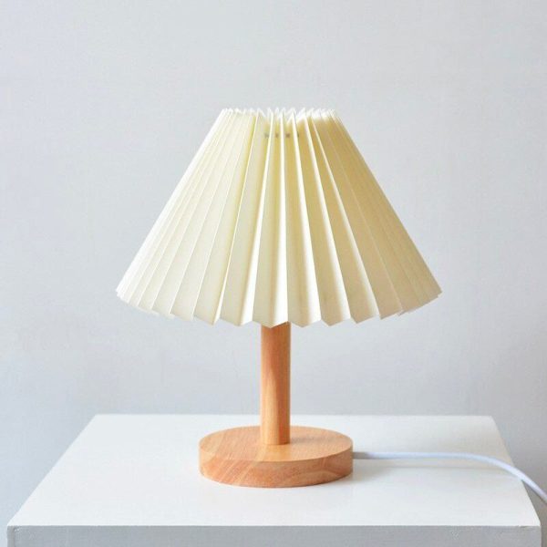 lampe de chevet bois abat-jour plié