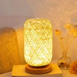 lampe de chevet rotin et bois