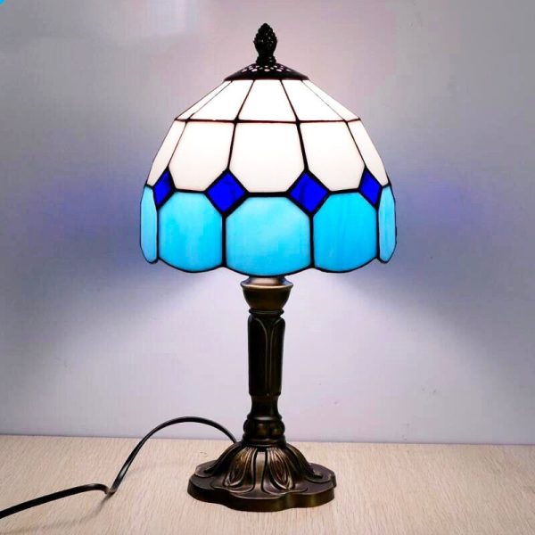 lampe de chevet vintage Tiffany bleue