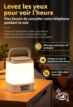 Lampe de chevet rechargeable avec horloge numérique et télécommande
