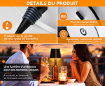 Lampe sans fil pour bouteille avec intensité lumineuse réglable