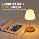 Lampe de table rechargeable avec recharge USB