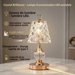 Dimensions de la lampe de chevet en cristal rechargeable