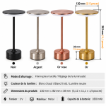 Lampe de table métal sans fil disponible en quatre coloris