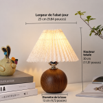 Lampe de table en bois avec dimensions de 25 cm sur 30 cm