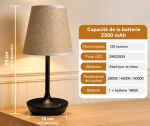 Lampe de chevet sans fil avec abat-jour noir