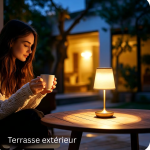 Lampe de chevet LED rechargeable utilisée en extérieur