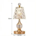 Lampe de chevet en cristal rechargeable par USB-C
