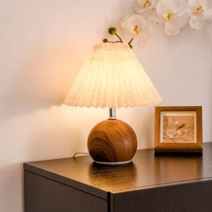 Lampe de table LED design avec abat-jour plissé