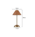 Lampe de table en rotin naturel rechargeable