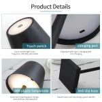 Détails de la lampe de table LED rechargeable sans fil