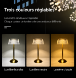 Lampe de chevet rechargeable dorée avec emballage