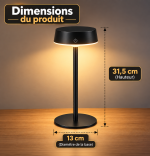 Dimensions de la lampe de table solaire rechargeable