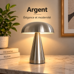 Lampe champignon rechargeable finition argentée