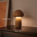 Lampe de chevet champignon en bois avec éclairage chaleureux