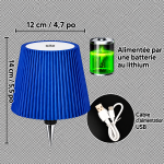 Lampe de bouteille LED rechargeable bleue avec batterie lithium et câble de recharge USB