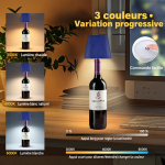 Lampe de bouteille LED rechargeable bleue avec 3 températures de lumière et commande tactile