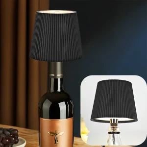 Lampe de bouteille LED rechargeable noire avec éclairage tactile